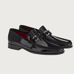 Ferragamo black Grandioso 2 patent leather gancini loafers